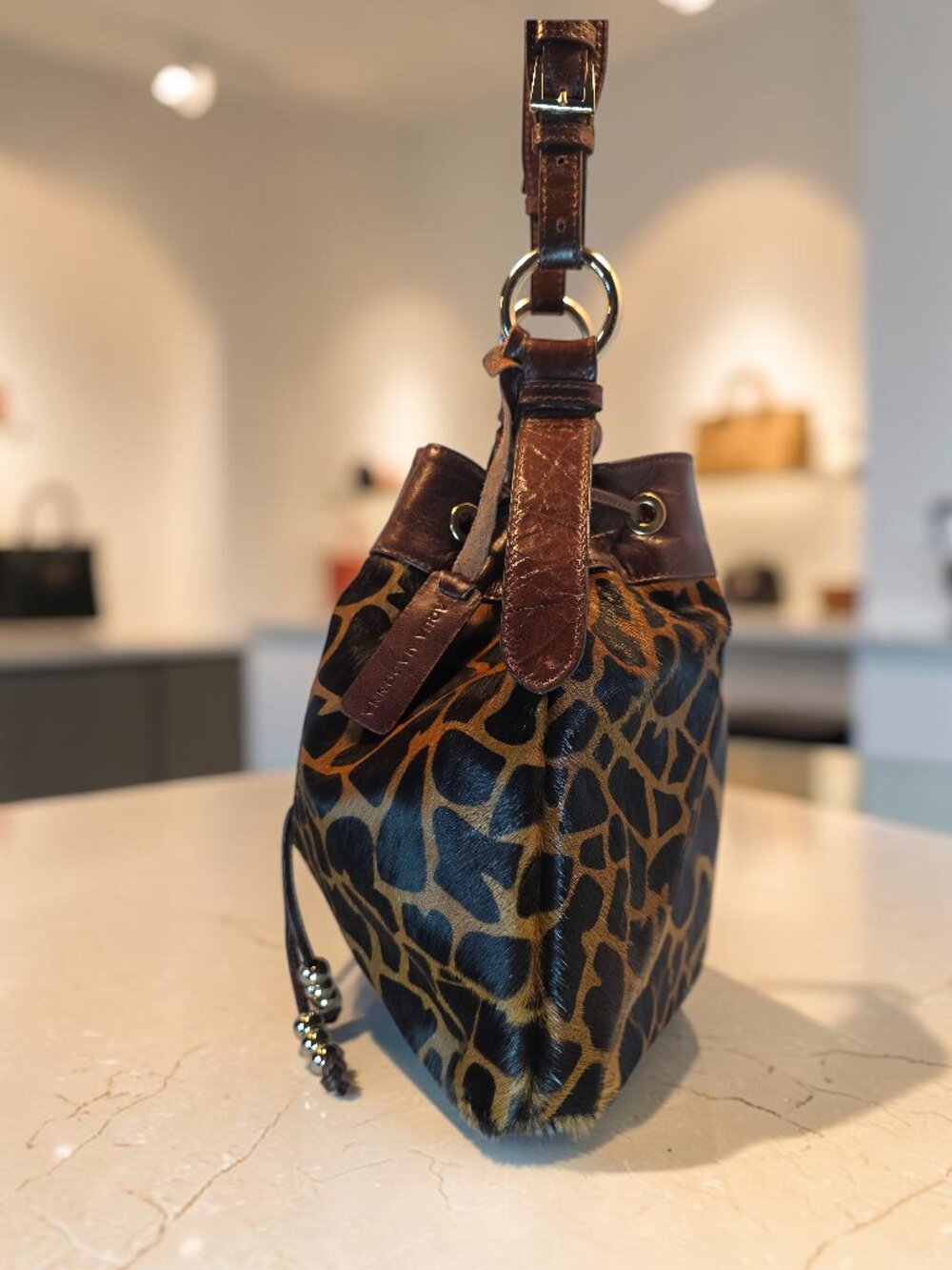 Aqua Madonna Brown Leather and Hair-on-Hide Shoulder Bag  EUC - Picture 3 of 13